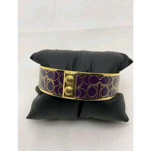 Coach Purple Enamel Signature Bangle Bracelet NWOT 2 2/3" Circumference